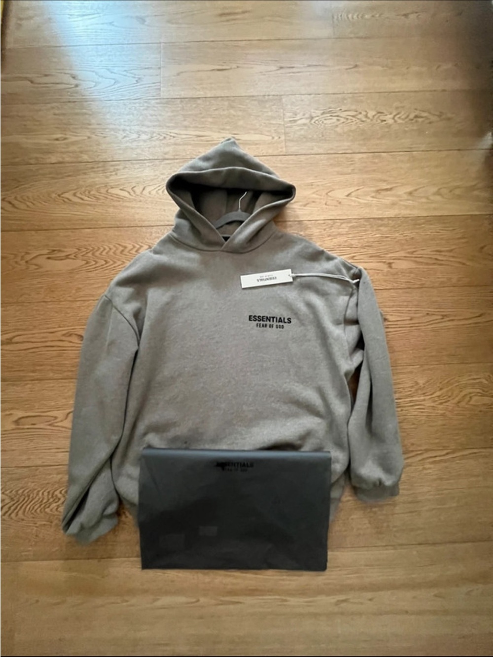 Essentials Men’s Gray Hoodie with Chest Logo